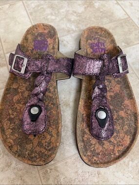 Muk Luks Metallic Purple Braided Sandals